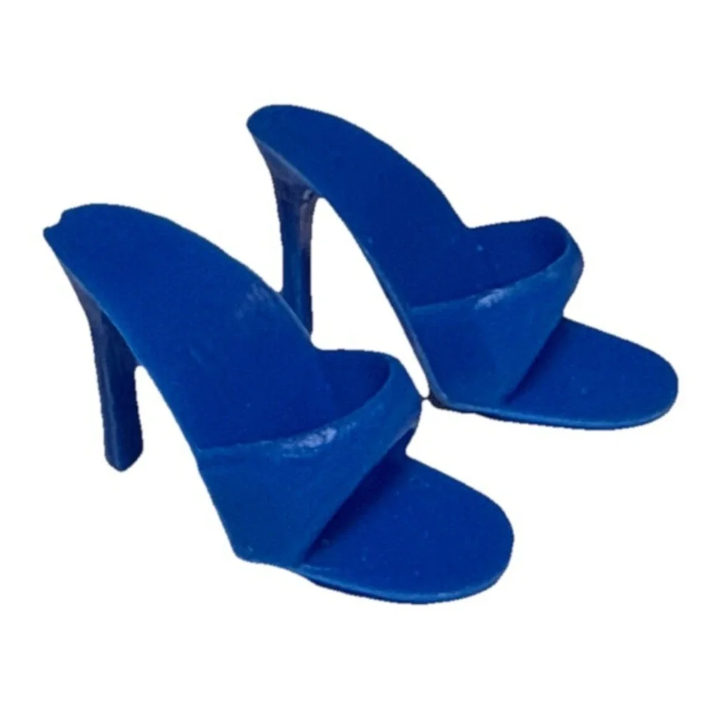 Vintage Barbie Clone Shoes High Heel Mules Blue Made in the Philippines BB15-7